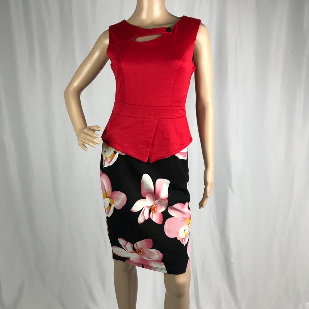 Red and Floral Dress